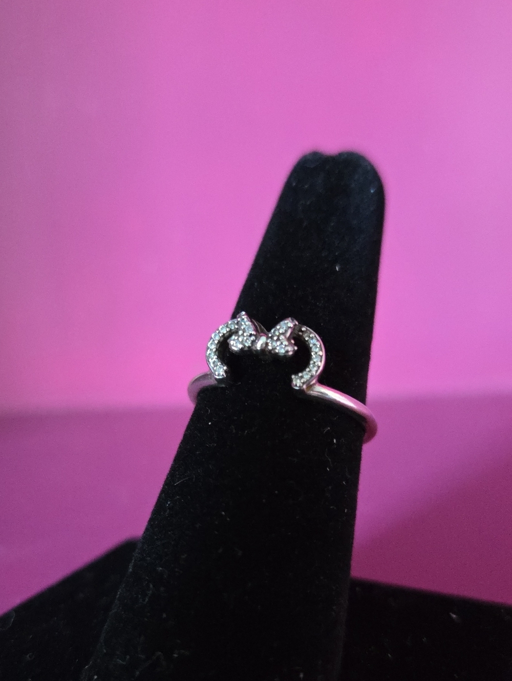 Retired Pandora Disney Minnie Mouse Ears Silhouette Ring 197509CZ
